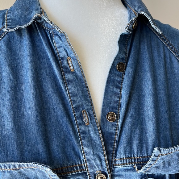 Banana Republic Chambray Denim 3/4 Sleeve Collared Dress Size Small - Picture 4 of 12